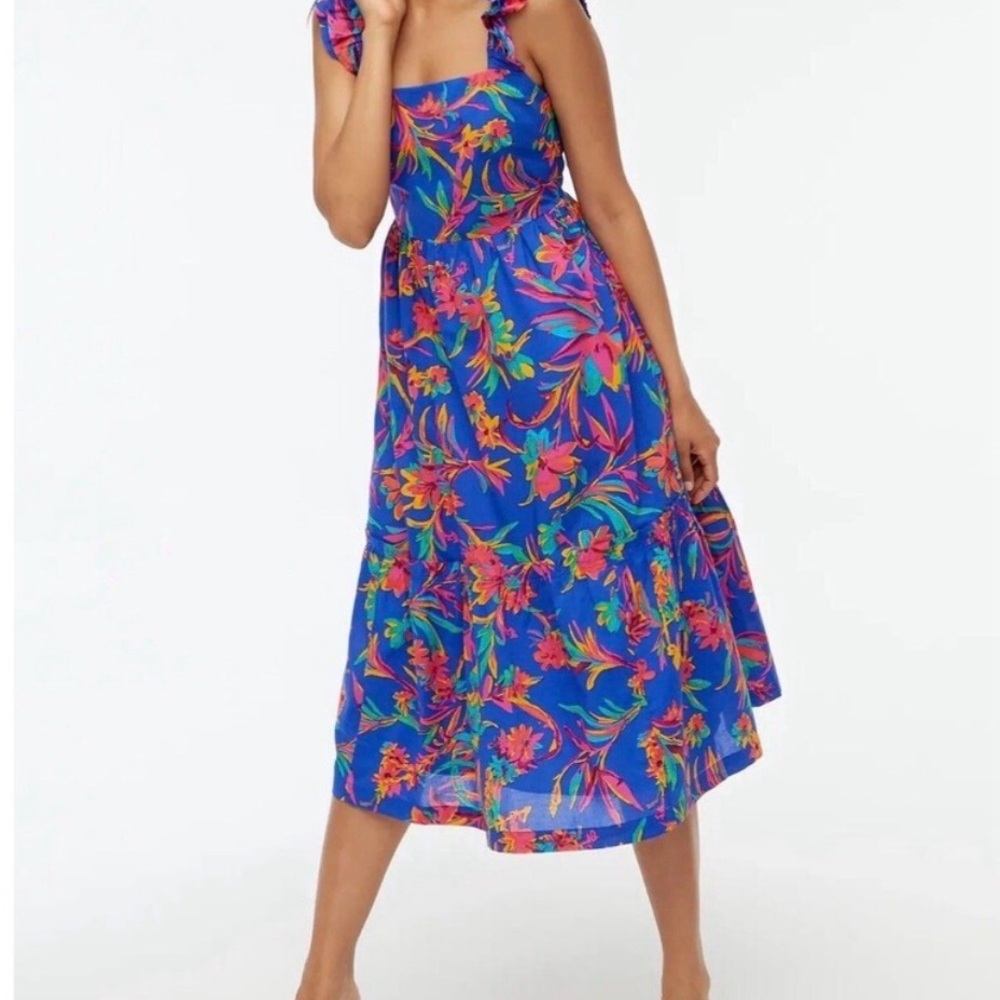 Blue Floral Midi Dress - Lightweight Summer Day Dress